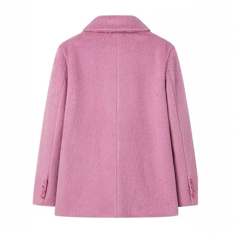 Elegant blazer for women with soft fur and decorative button details Lune London