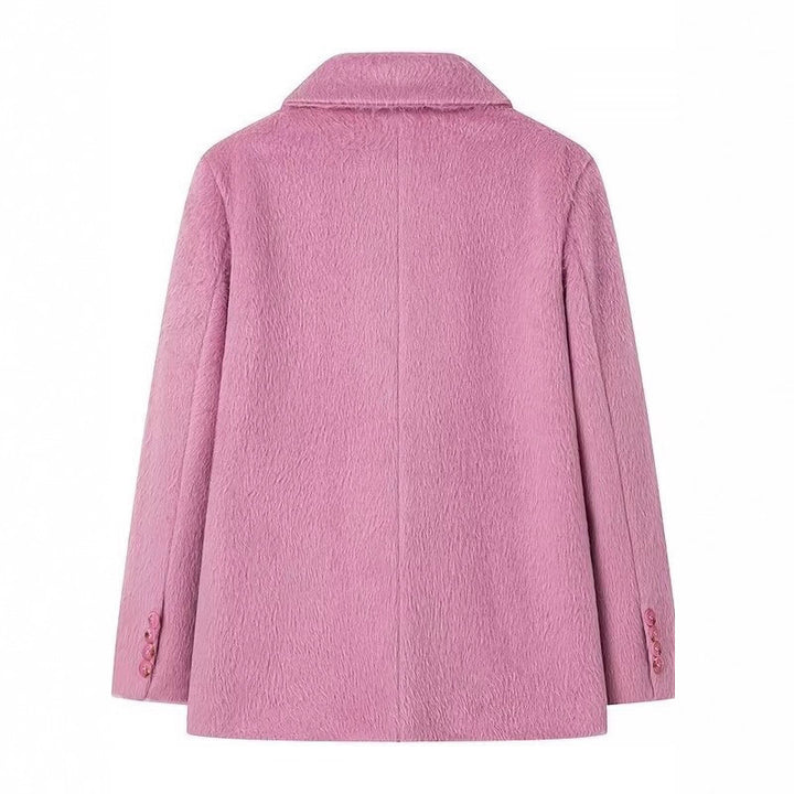 Elegant blazer for women with soft fur and decorative button details Lune London