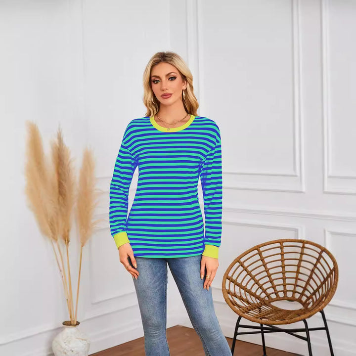 Striped long sleeve ladies t-shirt with round neck Lune London