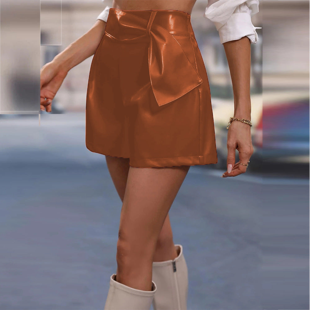 High waisted mini skirt for women with bow detail Lune London