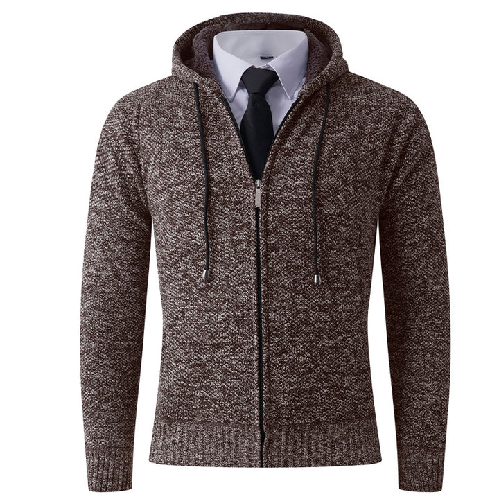 Hooded knit jacket with zipper for men Lune London
