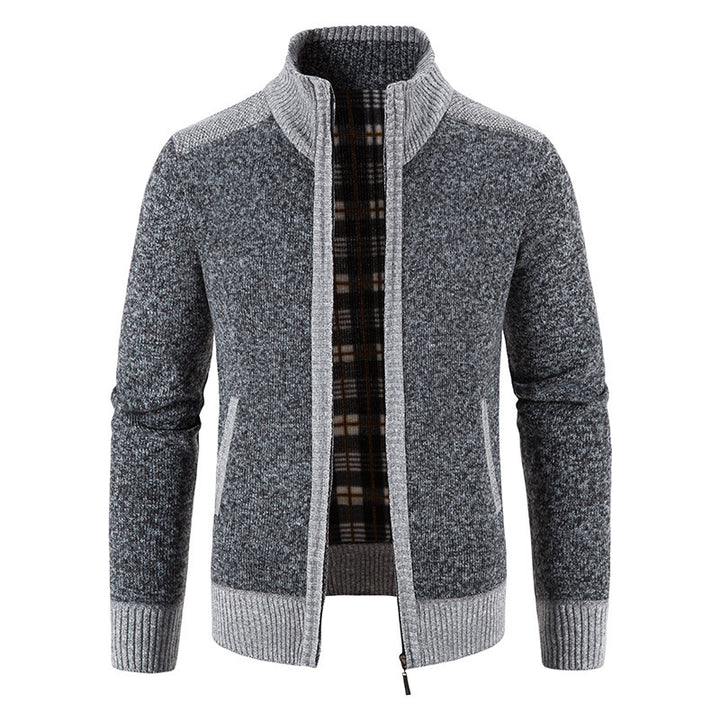 Men's knitted jacket with high collar and stylish details Lune London