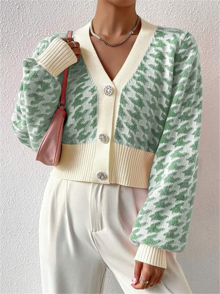 Knit jacket for women with a modern houndstooth pattern Lune London
