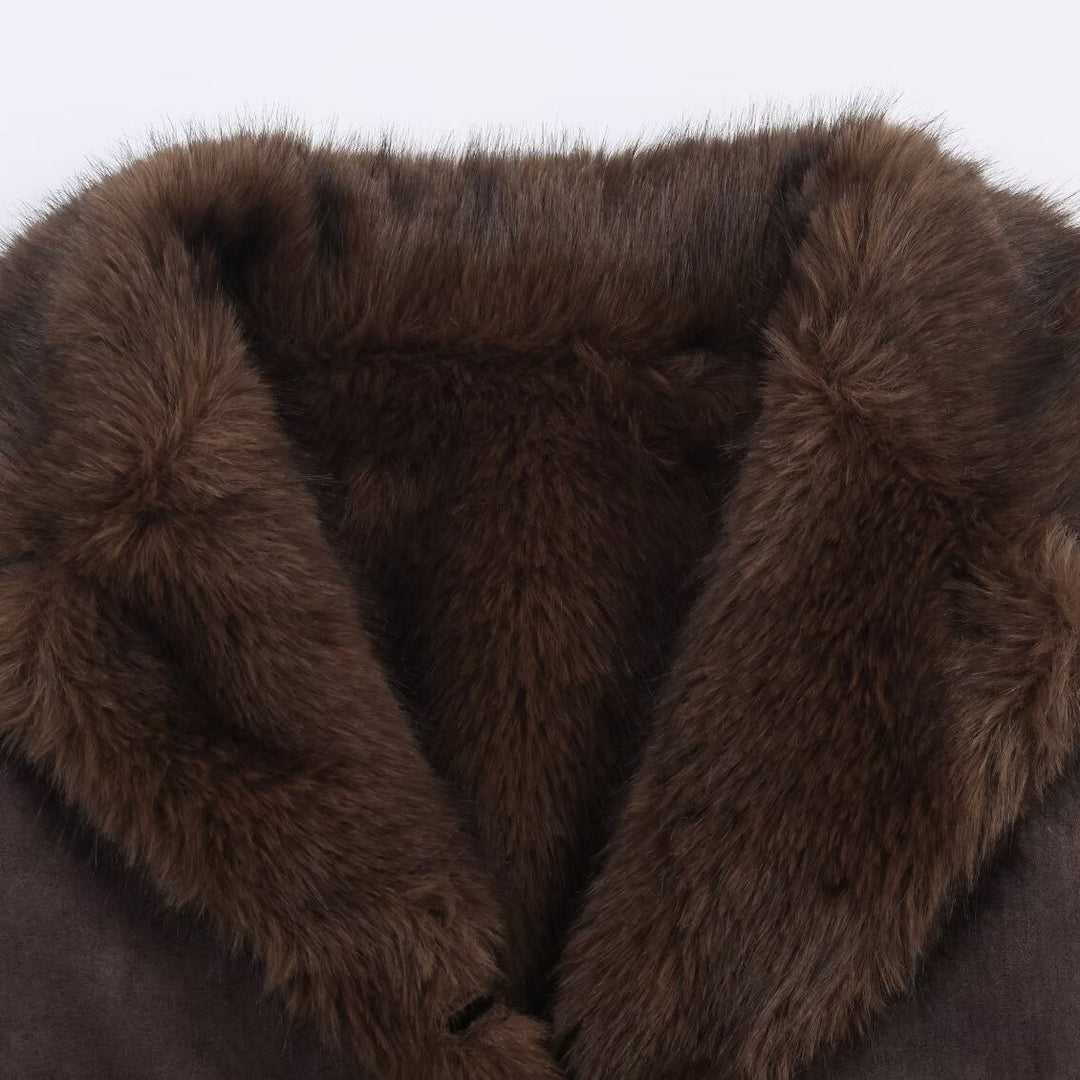 Veste en simili cuir à la mode pour femmes avec doublure en teddy luxueux Chic & Stil
