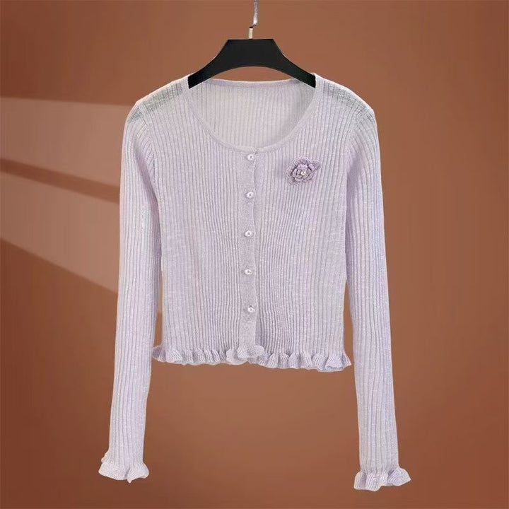 Knitted jacket for women with a delicate floral pattern Lune London