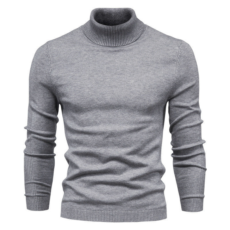 Knit sweater for men with high collar and fine rib pattern Lune London