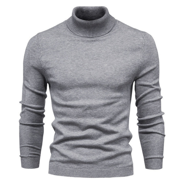 Knit sweater for men with high collar and fine rib pattern Lune London