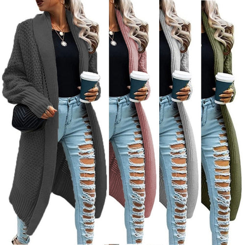 Ladies Large knitted cardigan with front opening and long sleeves Lune London