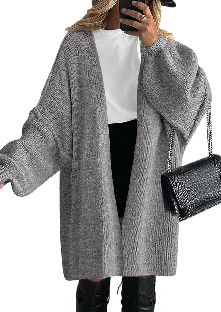 Women Casual Knitted Coat with Deep V-neck and Wide Sleeves Lune London