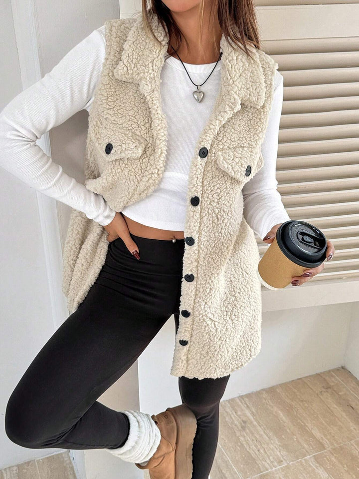 Women soft fleece vest with patch pockets Lune London