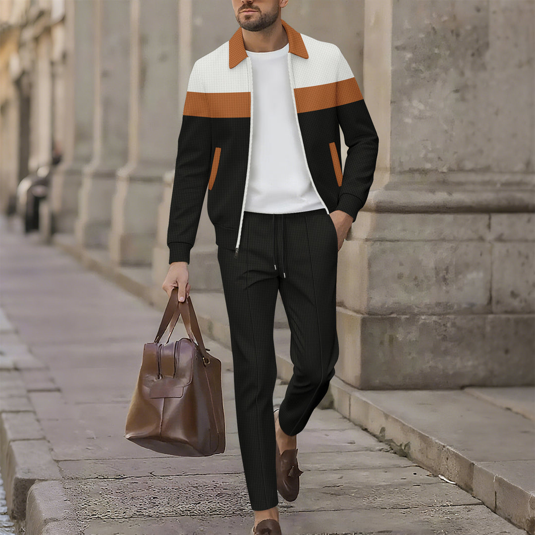 Trendy leisure jacket for men with textured design and comfortable jogger pants Lune London