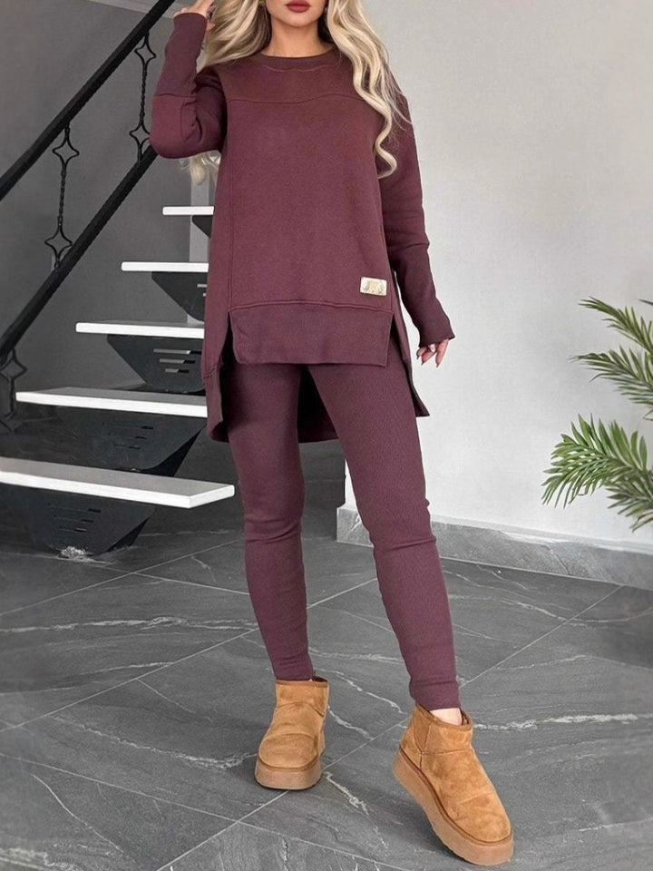 Ladies Casual Long Sleeve Asymmetrical Cut Sweatshirt with Practical Pockets Lune London
