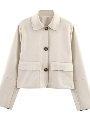 Trendy short jacket for women with practical pockets and discreet collar Lune London