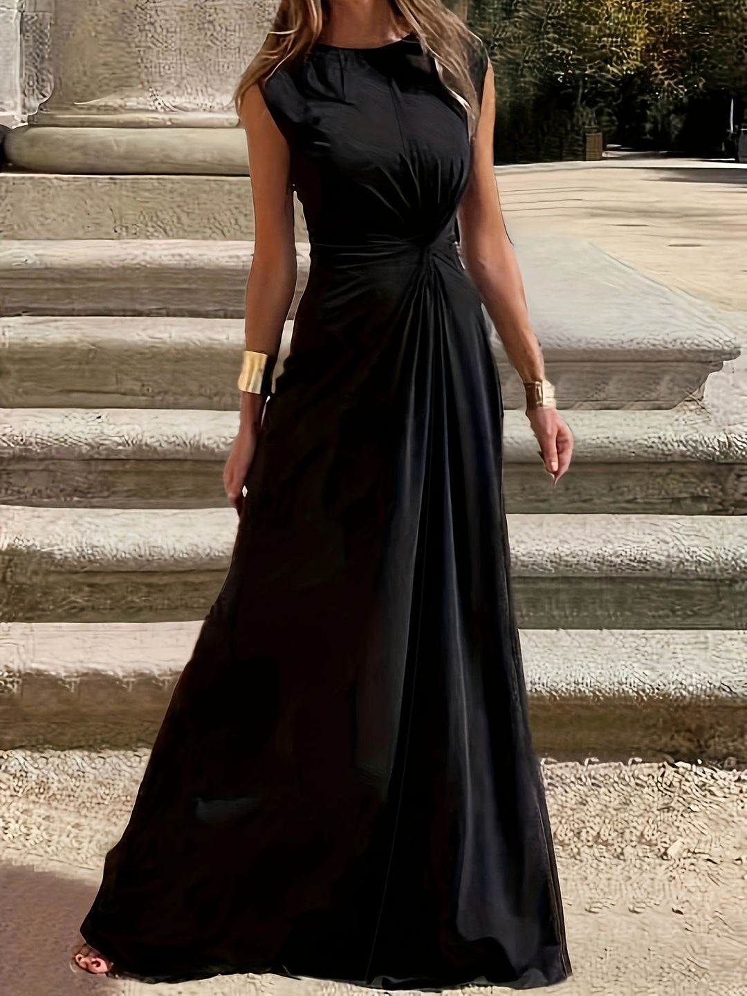 Women's Maxi Dress with Elegant Knot Detail and Flowing Cut Chic Und Stil