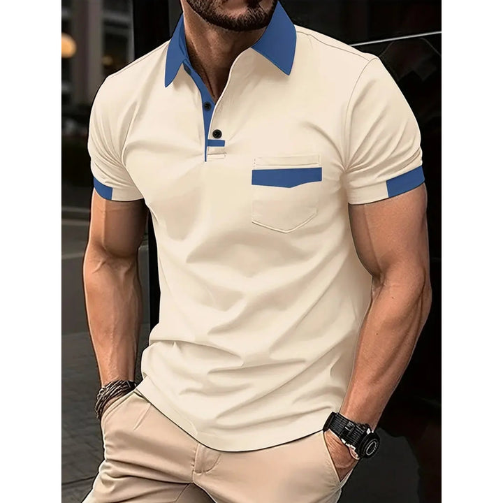 Short-sleeve leisure polo for men with contrasting pocket Lune London