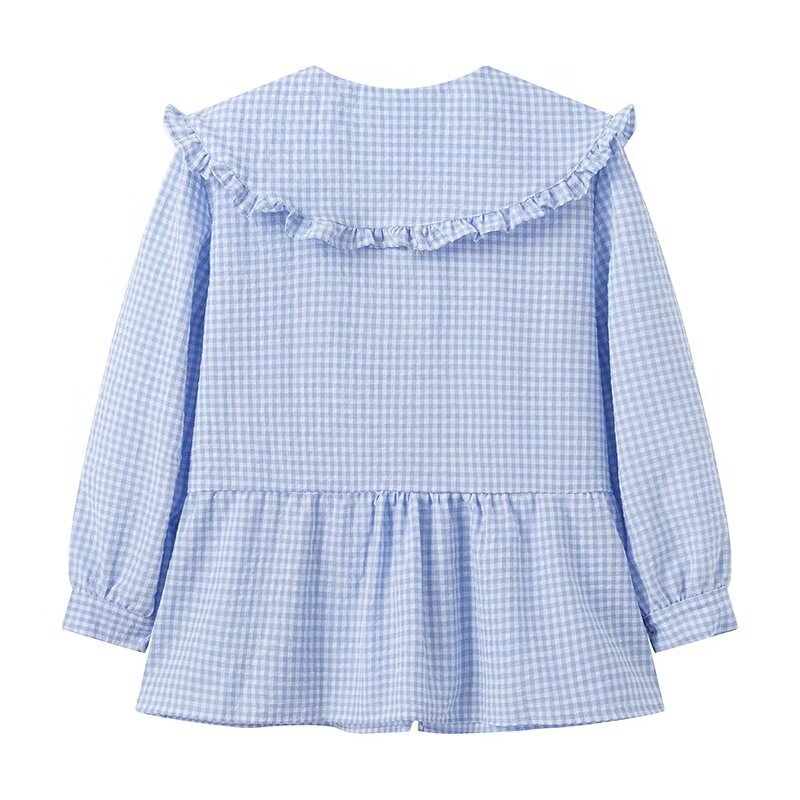 Elegant Vokuhila shirt for women with a charming collar and playful ruffles Lune London