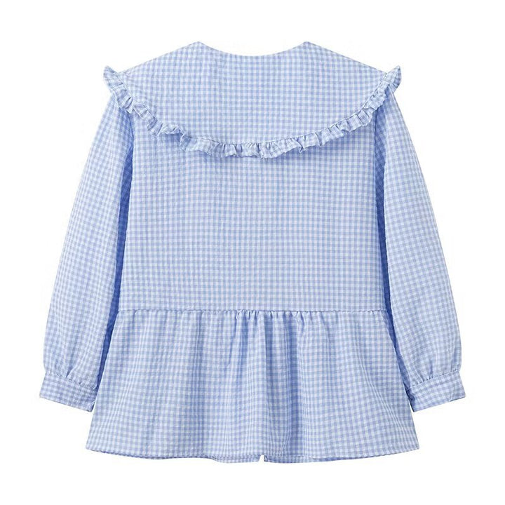Elegant Vokuhila shirt for women with a charming collar and playful ruffles Lune London