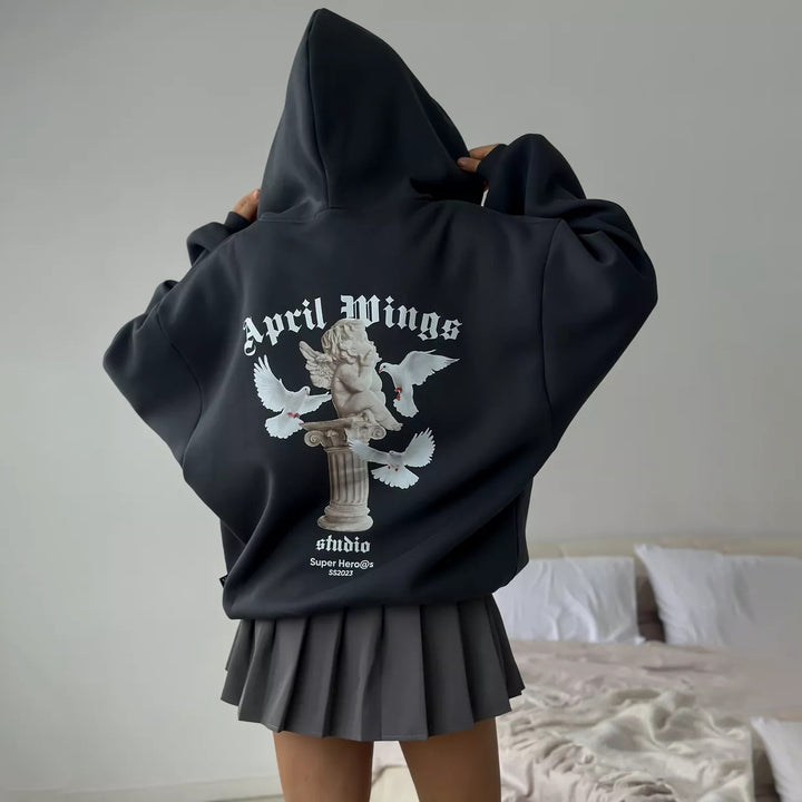 Women oversized hoodie with chic and stylish artistic print
