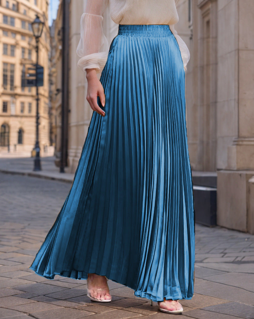 Pleated maxi skirt for women with elastic waist and flowy cut Lune London