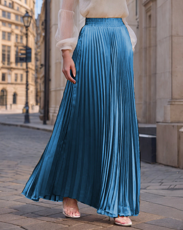 Pleated maxi skirt for women with elastic waist and flowy cut Lune London