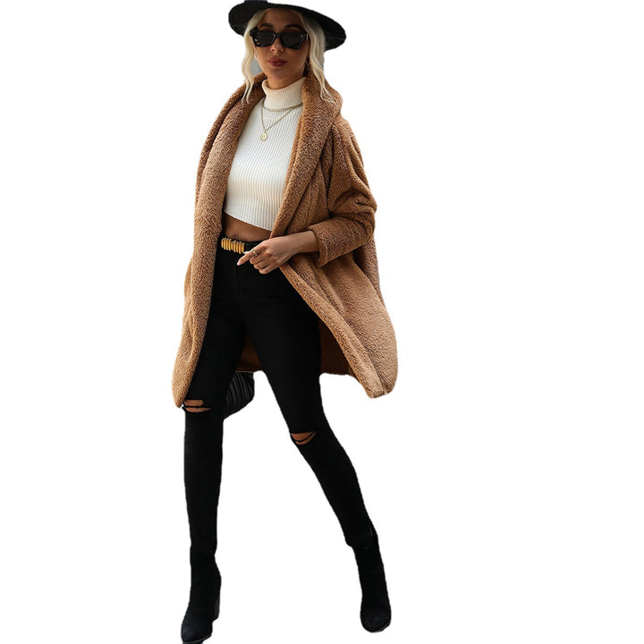 Ladies Oversized Cozy Plush Coat with Large Collar Lune London