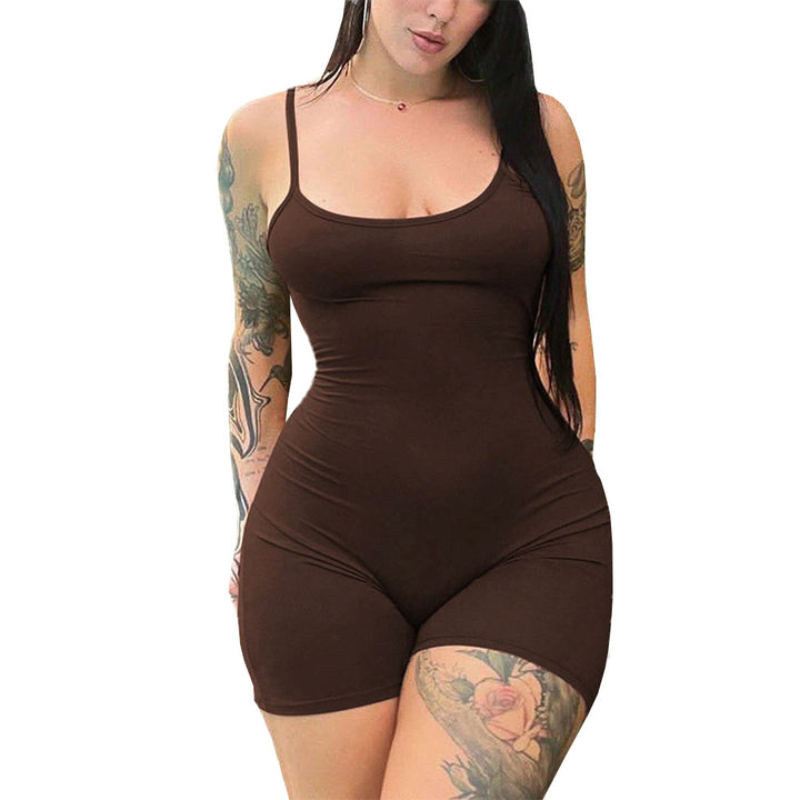 Bodycon Jumpsuit Women with Deep V Neck and Chic & Stylish Spaghetti Straps