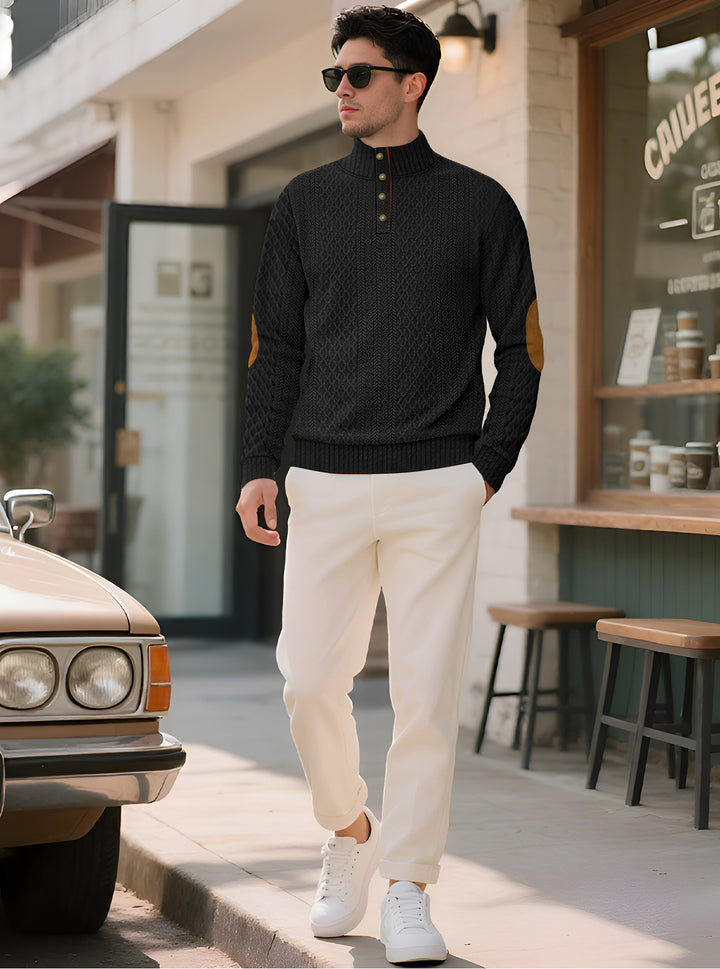 Knit sweater for men with high collar and stylish buttoned cuffs Lune London