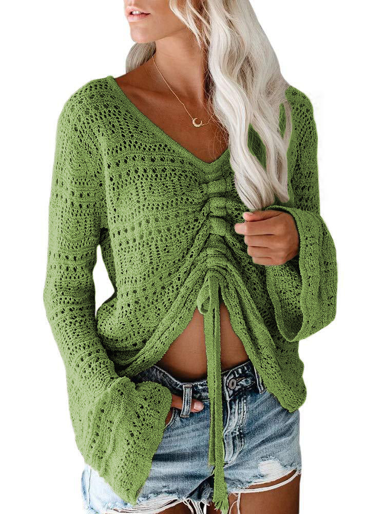 Women's trendy V-neck sweater with gathers Lune London