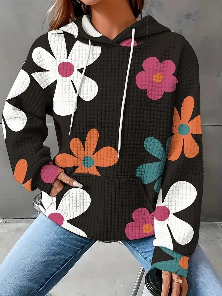 Women's hoodie with embossed floral pattern and comfortable fit Lune London