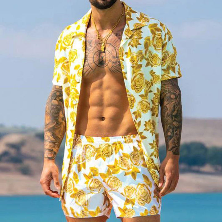 Hommes Ensemble d'été décontracté à motifs floraux Lune London