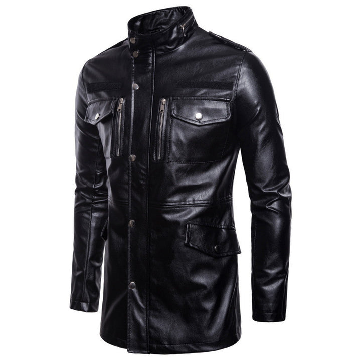 Fashion faux leather jacket for men with practical pockets and asymmetrical zipper Lune London