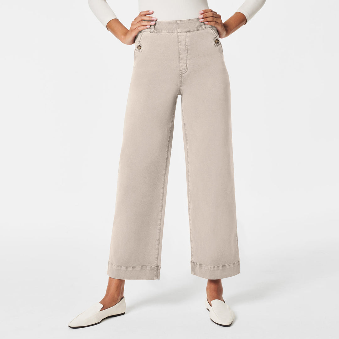 Women's Wide High-Waist Pants with Fashionable Button Details Lune London