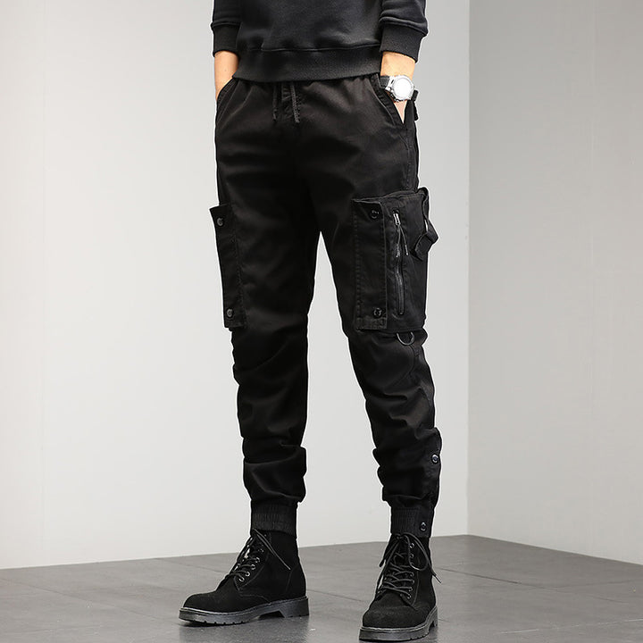 Men's cargo pants with stylish zip pockets and elastic waistband Lune London