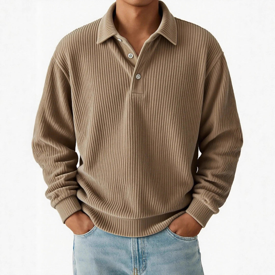 Men's polo with ribbed texture and classic collar Lune London