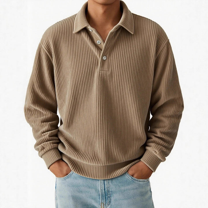 Men's polo with ribbed texture and classic collar Lune London
