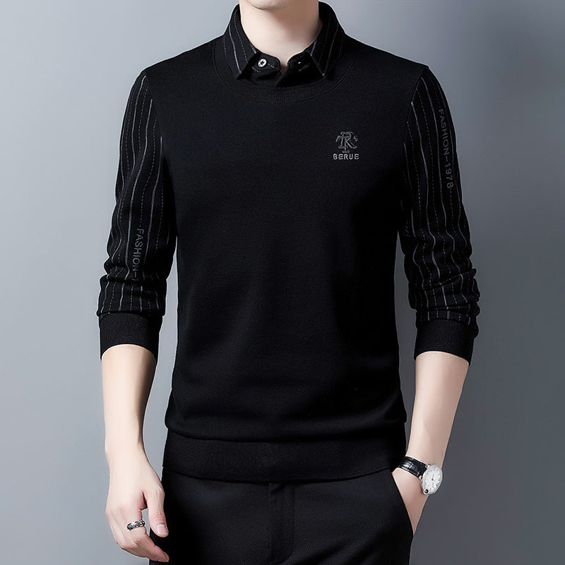 Elegant knitted sweater for men with high-quality texture and a trendy high collar Lune London
