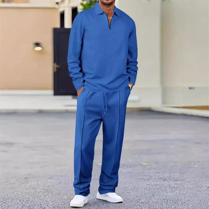 Men's sports hooded top set and stretch pants in breathable structured material Lune London