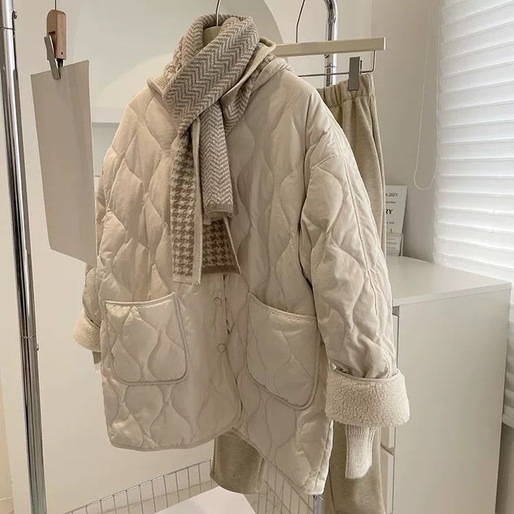 Ladies Comfortable Quilted Jacket with Large Pockets Lune London