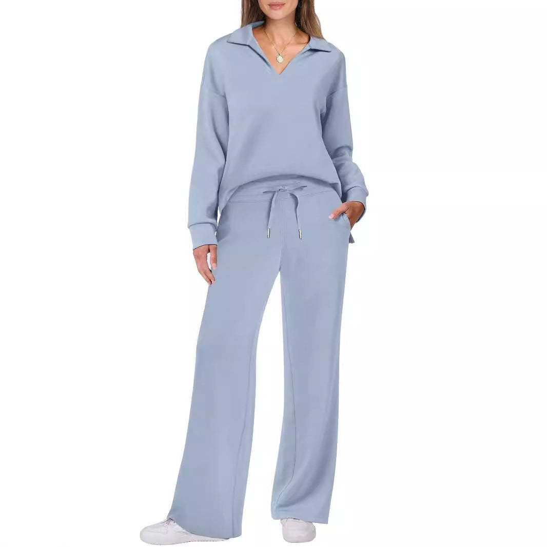 Women's loungewear in soft cotton blend with wide collar and wide leg Lune London