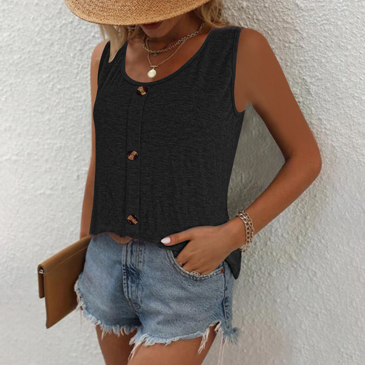 Women Sleeveless Top with decorative buttons and relaxed fit Lune London