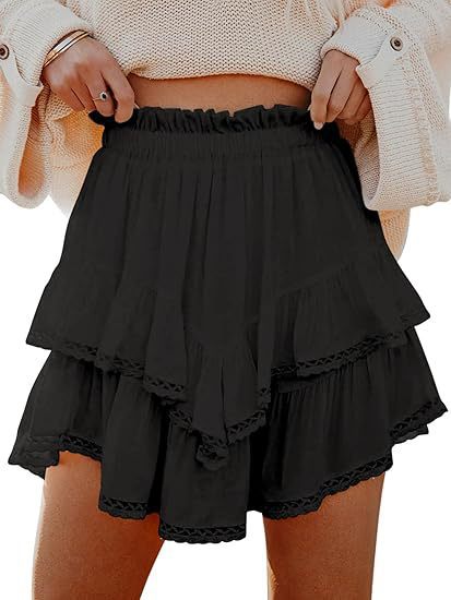 Summer skirt for women with voluminous lace details and an elastic waist Lune London