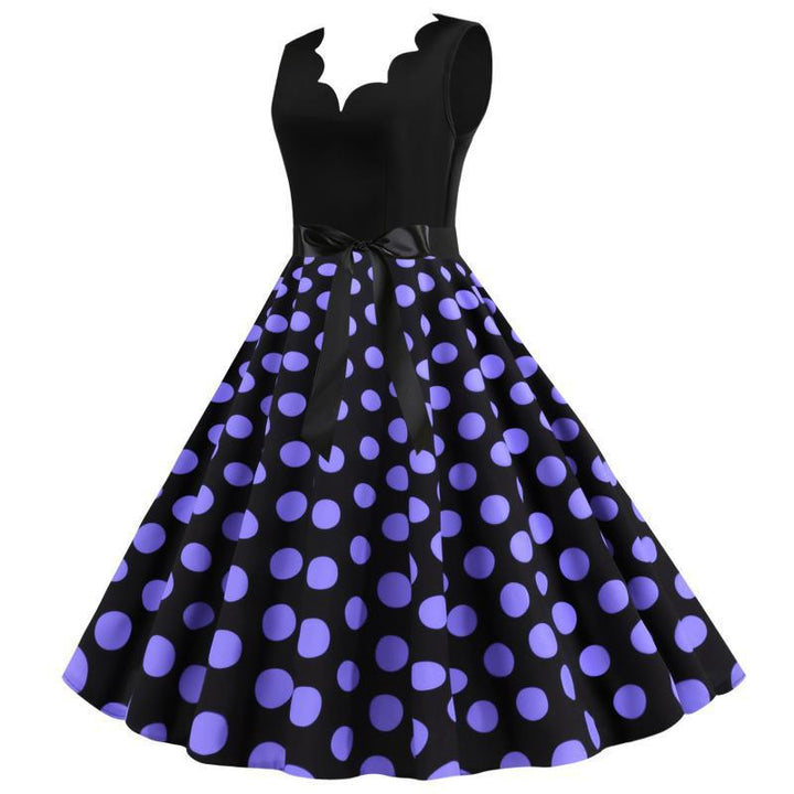 Robe midi demi-durée pour femmes avec motif à pois classique et silhouette cintrée Chic & Stil