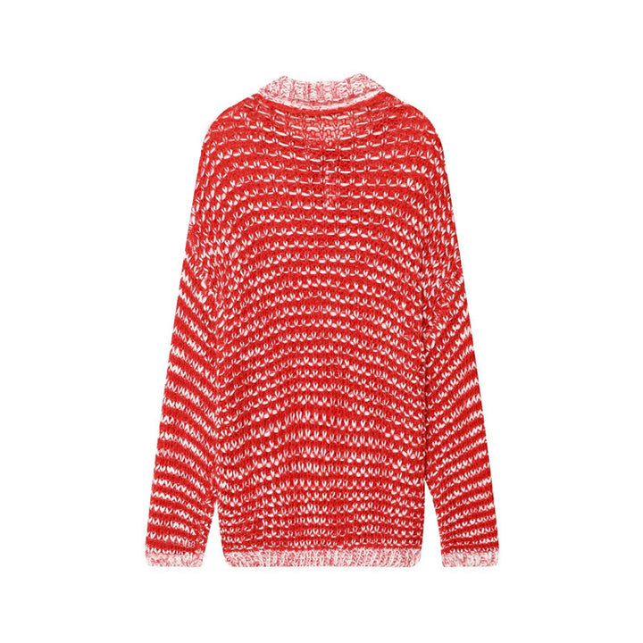 Casual ribbed sweater for women with trendy collar and ruffle detail Lune London