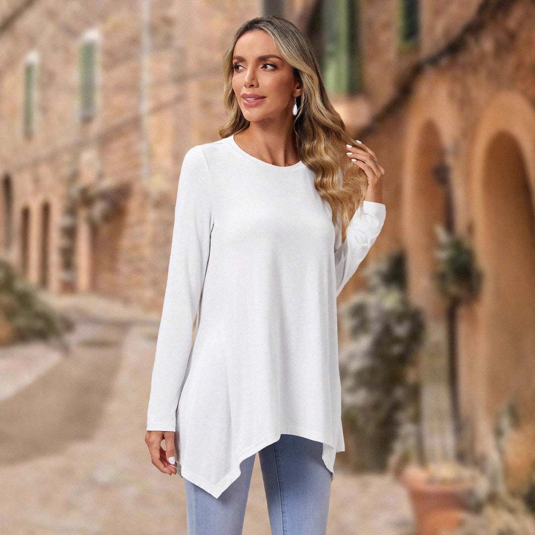 Women long top with asymmetrical hem and relaxed fit Lune London