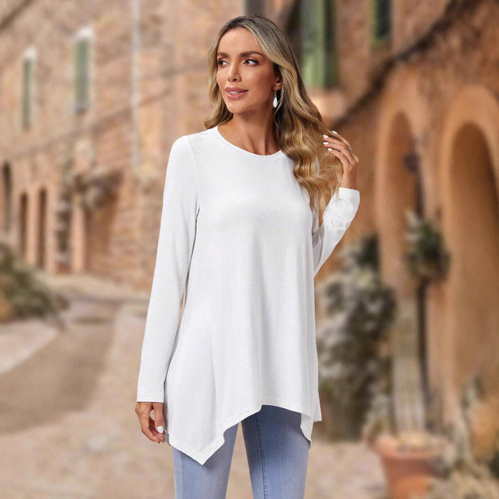 Women long top with asymmetrical hem and relaxed fit Lune London