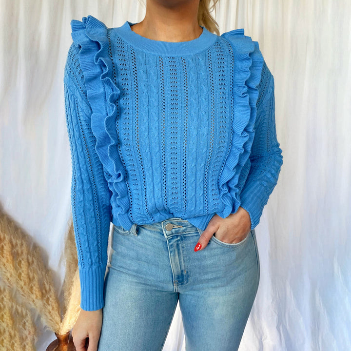 Lune London modest women’s sweater with ruffles