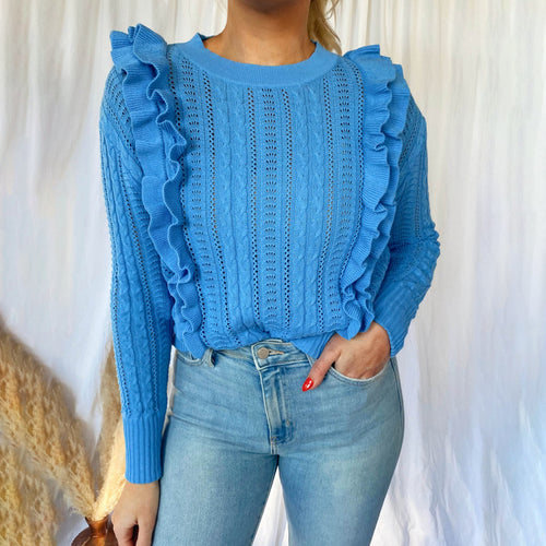 Lune London modest women’s sweater with ruffles