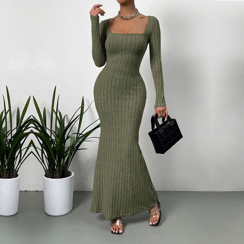 Robe maxi à manches longues pour femmes en design rib élégante Chic & Stil