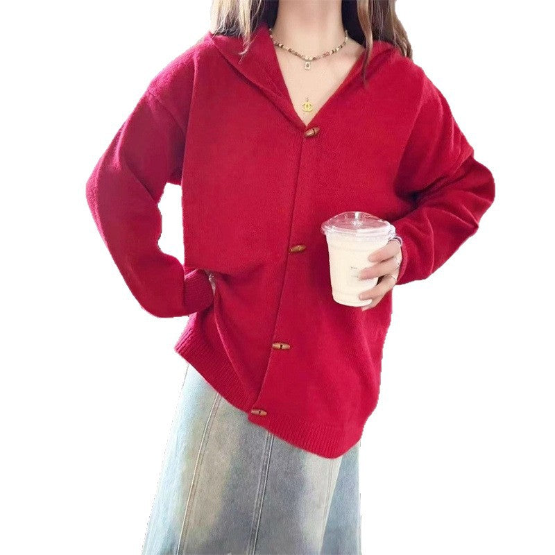 Ladies elegant vest with hood and decorative buttons Lune London