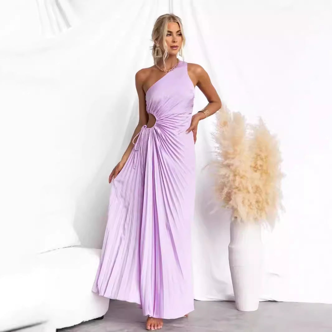 Women's maxi dress with sophisticated draping and asymmetrical design Lune London